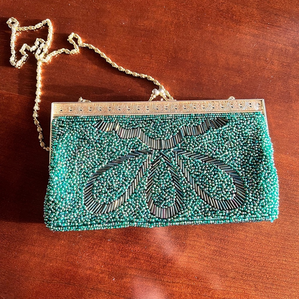 Vintage beaded purse beautiful teal/blue/greenish color